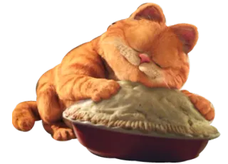 😋 Garfield cat, orange, pie, sleeping, cartoon, feline telegram sticker