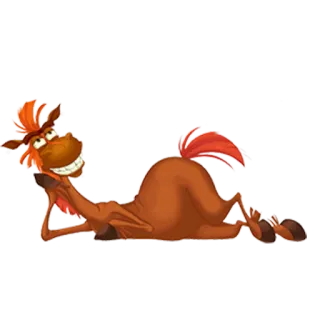 😀 ngựa, hoạt hình, động vật, nằm, cười telegram sticker