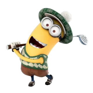 ⛳ Minion Minion, Golf, Kartun, Karakter, Bermain golf, Olahraga, Topi telegram sticker
