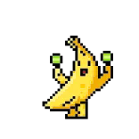 🍌 chuối, pixel art, trái cây, tạ, cử tạ, thể hình telegram sticker