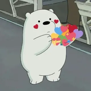 💜 Ice Bear We Bare Bears 만화, 곰, 사랑, 하트, 귀여운, 애니메이션 telegram sticker