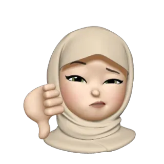 💿 Emoji, Kciuk w dół, Nie lubię, Hidżab, Kobieta, Islam telegram sticker