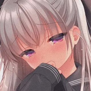 🍇 动漫, 女孩, 悲伤, 哭泣, 唯美, 肖像 telegram sticker