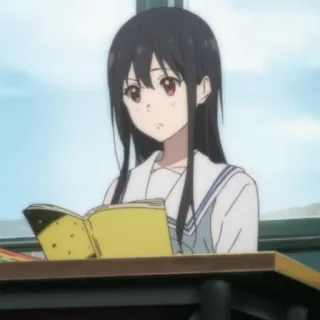 🍙 Anime, Mädchen, Schulmädchen, Lesen, Buch whatsapp sticker