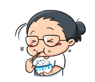 🍚 吃, 米饭, 食物, 筷子, 卡通, 人物 telegram sticker