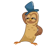 🎩 coruja, cartola, desenho animado, pássaro, animal, saudação whatsapp sticker