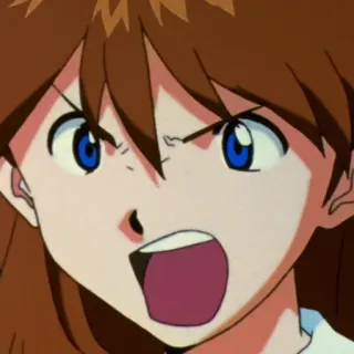 😡 Asuka Langley Soryu Neon Genesis Evangelion anime, angry, girl, cartoon telegram sticker