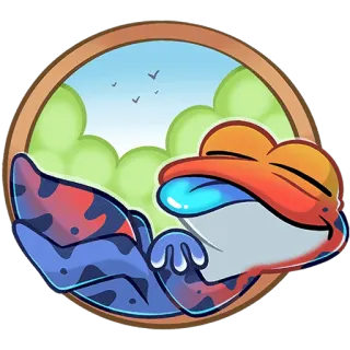 😴 Frosch, entspannend, friedlich, ruhig, Natur, Tier, Cartoon, chillig telegram sticker