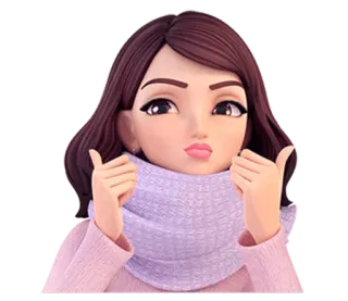 👍 dibujos animados, chica, bufanda, mujer, invierno, lindo telegram sticker