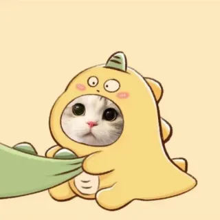 🌟 mèo, khủng long, dễ thương, động vật, trang phục, thú cưng telegram sticker