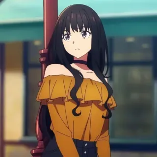 😳 ragazza anime, cartone animato, bruna, donna, choker, capelli lunghi telegram sticker
