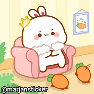 ❤️ @marjansticker милый, кролик, морковь, каваий, наклейка, мультфильм telegram sticker