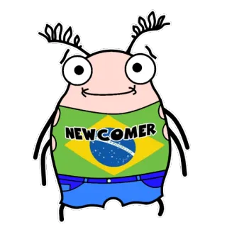 👶 NEWCOMER Dessin animé, Nouveau, Brésil, Drapeau, Créature telegram sticker