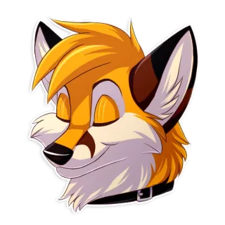 😌 Furry, Renard, Dessin animé, Animal, Tête, Collier telegram sticker