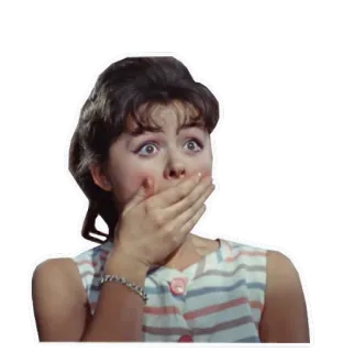 😲 geschokt, verrast, vrouw, vintage, retro, uitdrukking, verbijsterd whatsapp sticker