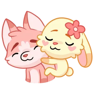 ❤️ volpe, coniglio, animali, carino, kawaii, amicizia telegram sticker
