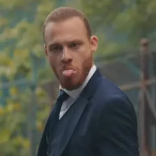 😝 homem, fato, língua, expressão facial, retrato telegram sticker