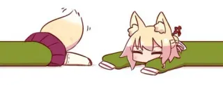 🦊 Anime, Raposa, Fofo, Chibi, Sonolento, Relaxante telegram sticker