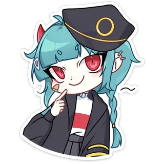 😊 Anime, Mädchen, Süß, Chibi, Blaue Haare, Rote Augen telegram sticker