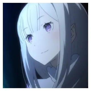 🔪 Emilia Anime, Dibujos animados, Chica, Sonriendo, Emilia, Re:Zero whatsapp sticker