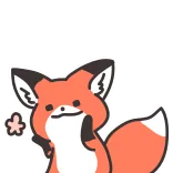 😐 лиса, животное, милый, мультфильм, цветок telegram sticker