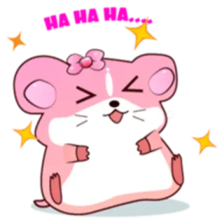 🤣 哈哈哈 pink, mouse, kawaii, cute, cartoon, stars, happy telegram sticker