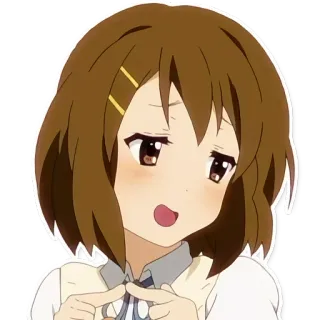 😳 Yui Hirasawa K-On! Anime, Dziewczyna, Słodkie, K-On, Yui Hirasawa, Postać, Szczęśliwy telegram sticker