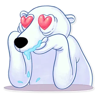 😍 белый медведь, любовь, сердечки, эмодзи, стикер, мультфильм whatsapp sticker