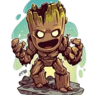 🌱 Groot Guardians of the Galaxy Groot, Marvel, Guardians of the Galaxy, cartoon, tree, superhero telegram sticker