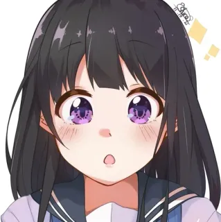 😲 Anime, Ragazza, Cartone animato, Carino, Kawaii, Manga telegram sticker