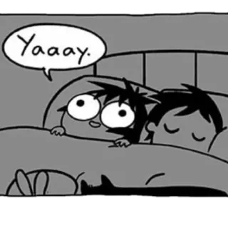 😍 Yaaay. Fumetto, Carino, Felice, Letto, Coppia telegram sticker