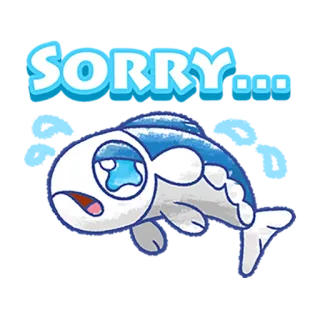 😓 SORRY... pesce, scuse, cartone animato, triste, carino, mi dispiace, espressione telegram sticker