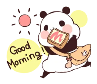☀ Good Morning! kawaii, schattig, ochtend, toast, panda telegram sticker