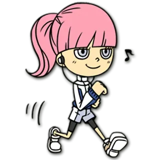 🚶 cartoon, pink hair, girl, running telegram sticker
