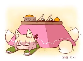 🦊 Anime, Raposa, Fofo, Kotatsu, Kawaii, Mangá telegram sticker