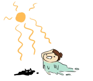 🌝 sole, che si scioglie, caldo, caldo, estate, cartone animato whatsapp sticker