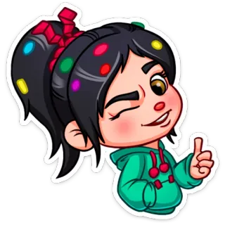 👍 Vanellope von Schweetz Wreck-It Ralph dessin animé, fille, les mondes de ralph, vanellope, pouce levé, clin d'oeil telegram sticker