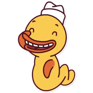 😂 утка, мультфильм, морская фуражка, милый, желтый, животное telegram sticker