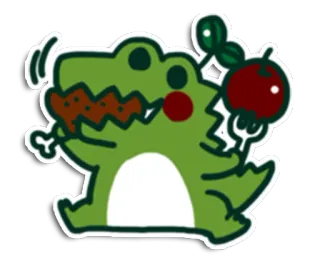 🐊 alligator, dessin animé, nourriture, animal, autocollant, mignon telegram sticker