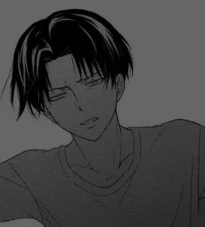 ⬛ Levi Ackerman Attack on Titan 动漫, 漫画, 黑白, 利威尔·阿克曼, 进击的巨人 telegram sticker