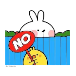 🙅♂️ NO coelho, pintinho, placa, não, proibido, cerca, desenho animado whatsapp sticker