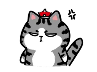 😒 mèo, dễ thương, nhãn dán, hoạt hình, động vật, nhân vật, xám, vương miện telegram sticker