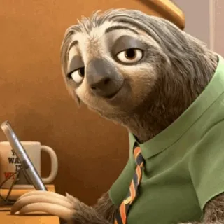 💤 Flash Slothmore Zootopia Faultier, Zoomania, Tier, langsam, Cartoon, Säugetier telegram sticker