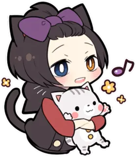 😃 Anime, Katzenmädchen, Kawaii, Chibi, Katze, Süß, Manga whatsapp sticker
