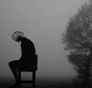 ⛓️ sad, lonely, chair, tree, silhouette, emo, moody telegram sticker