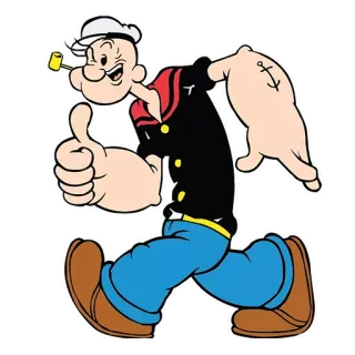👍 Popeye personagem de desenho animado, animado, Popeye, marinheiro, cachimbo, polegar para cima whatsapp sticker