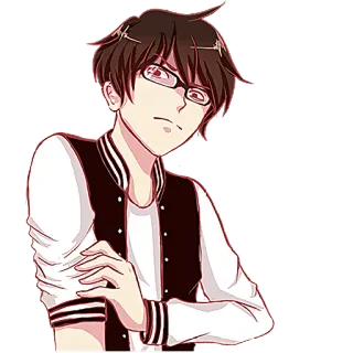 😤 Anime, Manga, Karakter, Kacamata, Anak laki-laki, Jaket telegram sticker