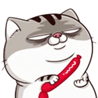😒 Katze, Wurst, Essen, Tier, Cartoon, süß telegram sticker