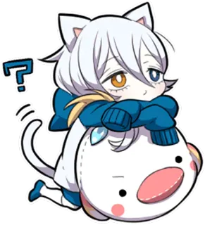 ❓ kot, anime, znak zapytania, chibi, słodki, zwierzę, manga telegram sticker