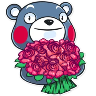 💐 urso, rosas, animal, buquê, fofo, adesivo telegram sticker